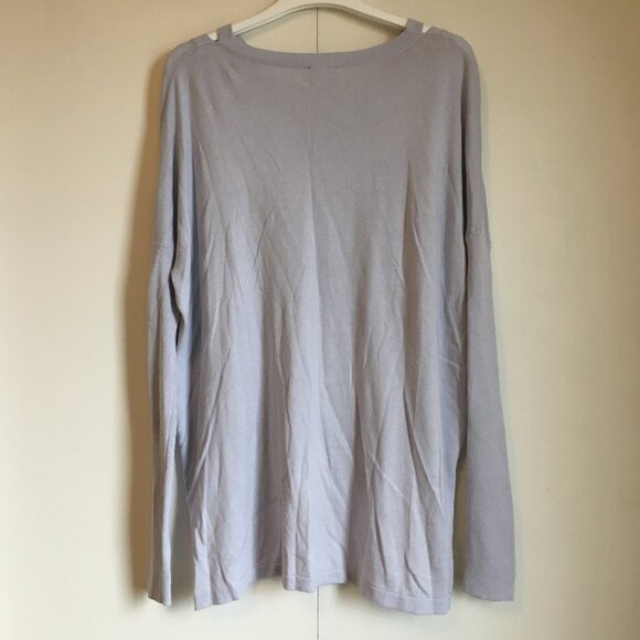 NWT Ice Blue Split V-Neck Rib Sleeves Pullover Top - Picture 2 of 15
